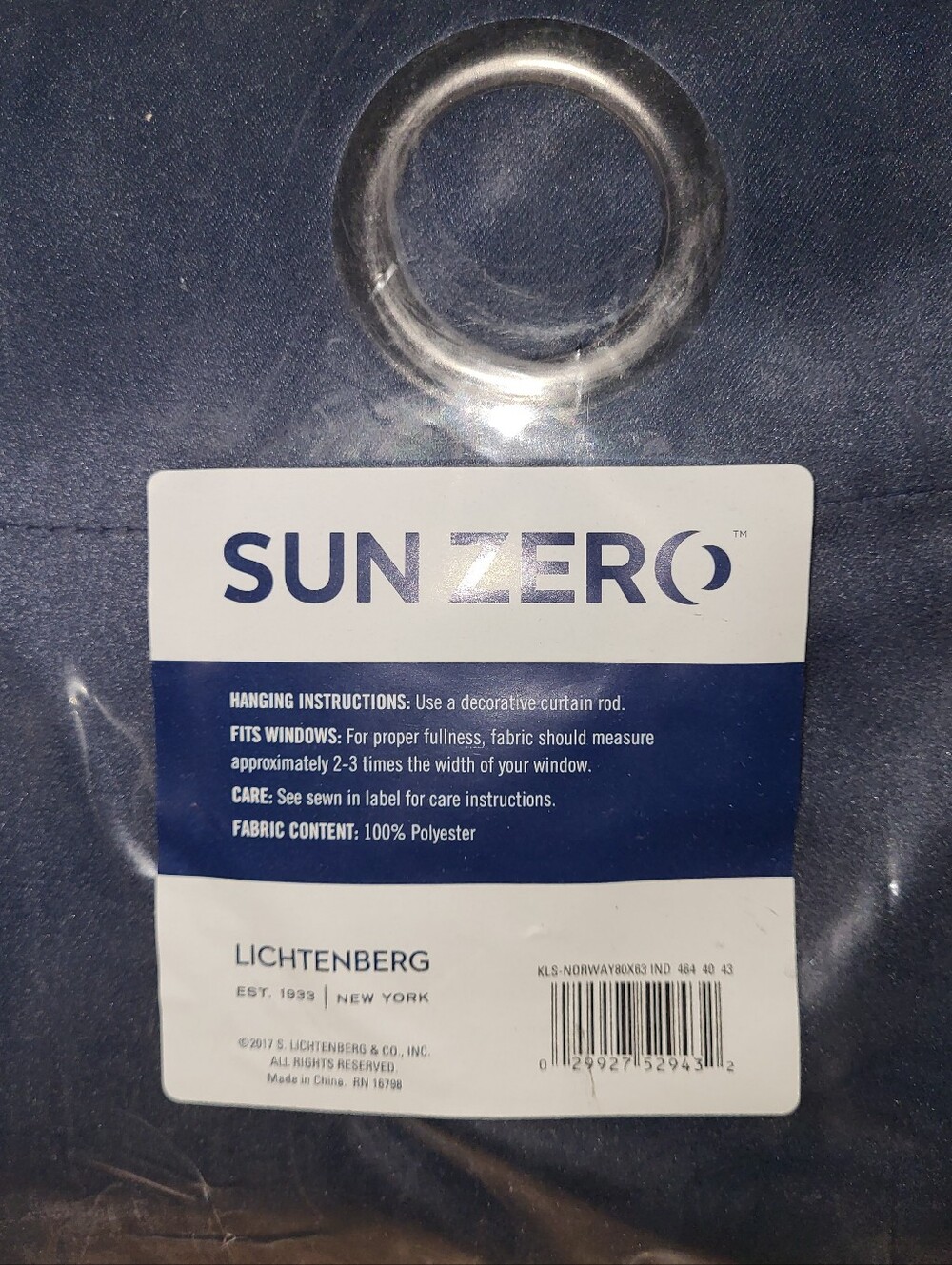 NIB SUN ZERO Navy Grommet Blackout Curtain Lichtenberg Norway 80x63 Panel